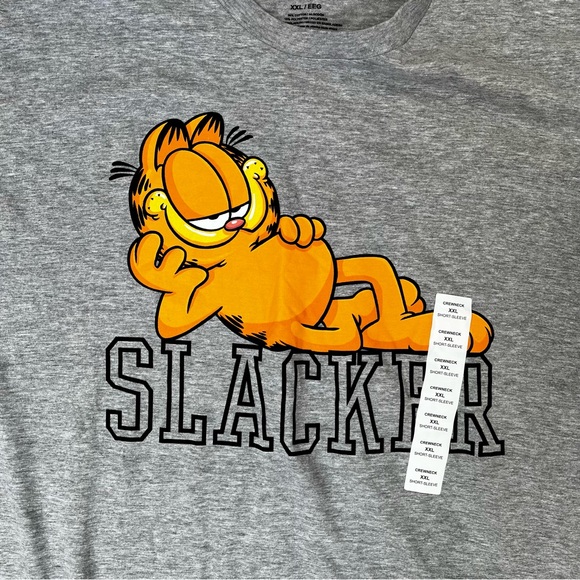 Garfield Women’s XXL Slacker Gray Short Sleeve Cotton Shirt NEW Orange Cat - Picture 3 of 4